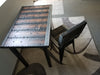 Stitches Reclaimed Distressed Custom built Industrial desk with raw steel trim and straight steel legs