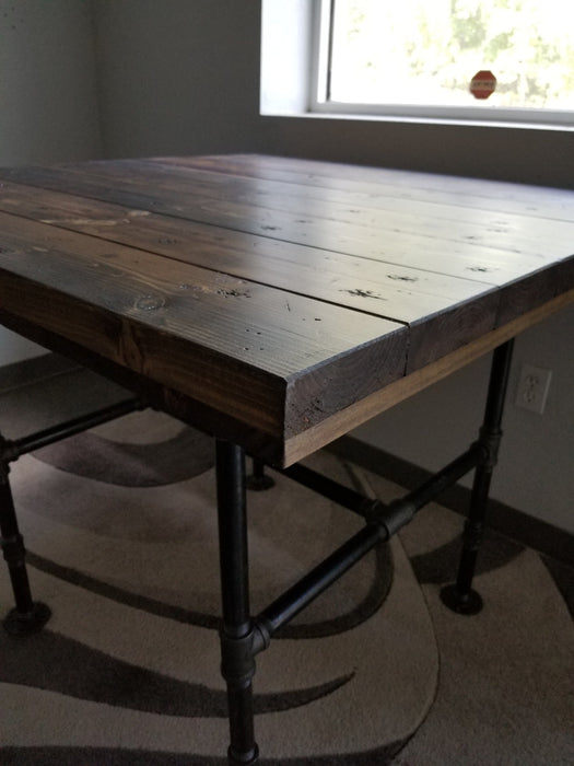 Reclaimed Distressed Wooden Dining Table with Pipe legs Pub Height Counter Height