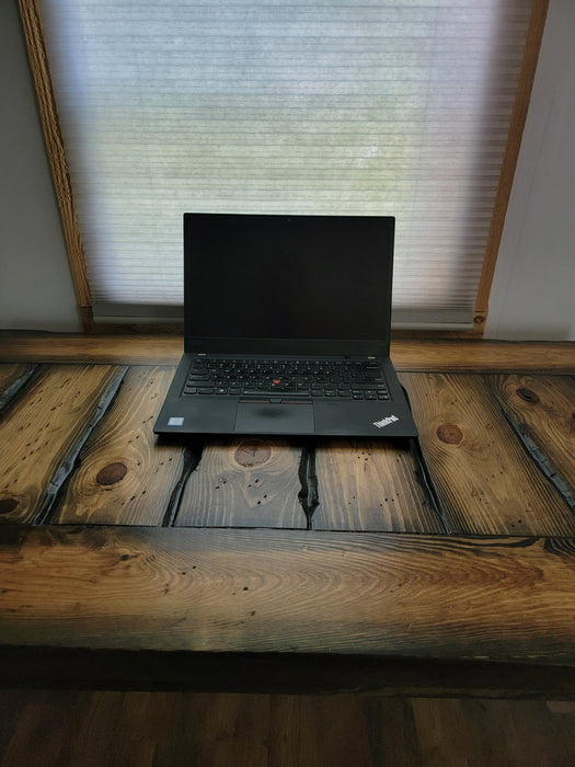 Lightly Tortured Reclaimed Distressed Industrial Wood Desk with hairpin legs