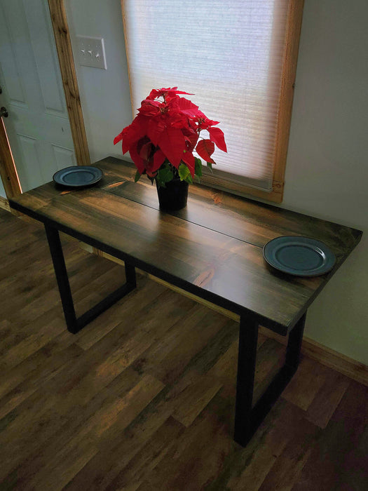 Rustic Industrial Dining Table with U shaped Legs