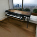 Desk with Keyboard Tray For Studio Musician Gaming Piano Sunburst Reclaimed Distressed Table with Hairpin legs