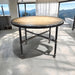 Sunburst Style Reclaimed Distressed Round Dining Table with X Pipe base. Standard Height, Counter Height, or Pub / Bar Height